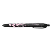 Stylo Noir Monogramme en marbre noir rose cerisier (Bas)