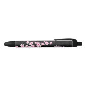 Stylo Noir Monogramme en marbre noir rose cerisier (Haut)