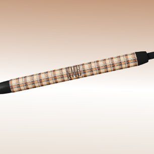 Stylo Noir Monogramme Encre Motif Plaid Automne-Automne