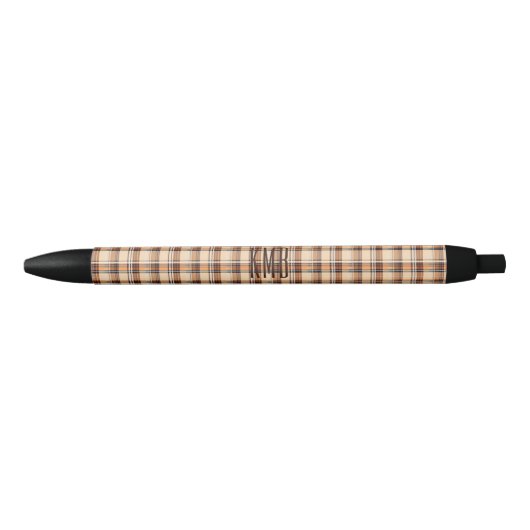 Stylo Noir Monogramme | Encre Motif Plaid Automne-Automne (Devant)