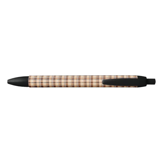 Stylo Noir Monogramme | Encre Motif Plaid Automne-Automne (Dos)