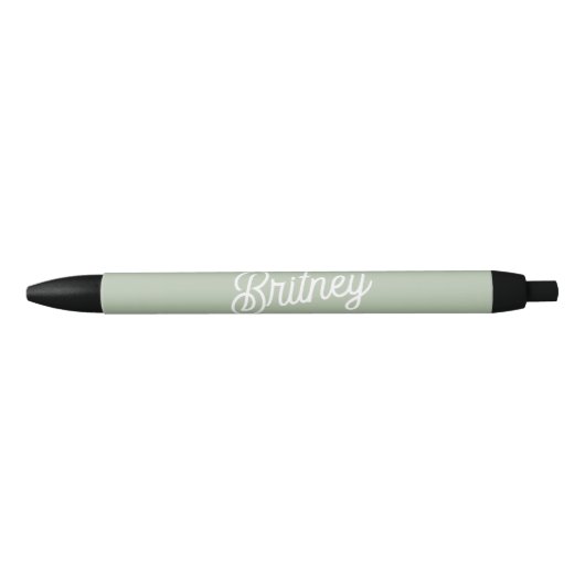 Stylo Noir Monogramme et nom personnalisés de Sage Vert moder (Devant)