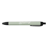 Stylo Noir Monogramme et nom personnalisés de Sage Vert moder (Bas)
