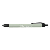 Stylo Noir Monogramme et nom personnalisés de Sage Vert moder (Haut)