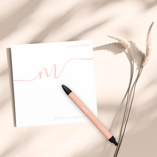 Stylo Noir Monogramme fillette Script Calligraphie Coral Blus