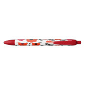 Stylo Noir Monogramme floral orange et rouge moderne (Dos)