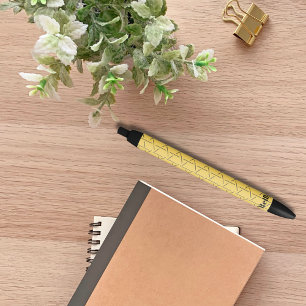 Stylo Noir Monogramme géométrique moderne jaune et noir