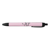 Stylo Noir Monogramme initial de script gris rose (Bas)