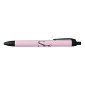 Stylo Noir Monogramme initial de script gris rose (Haut)