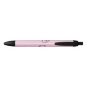 Stylo Noir Monogramme initial de script gris rose (Dos)