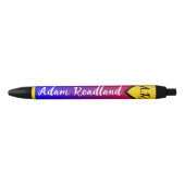 Stylo Noir Monogramme Initial Moderne de Nom, Luxe Abordable (Devant)