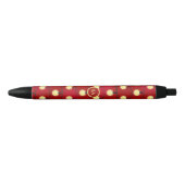 Stylo Noir Monogramme Joyeux feux de Noël Rouge (Devant)