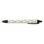 Stylo Noir Monogramme Joyeux feux de Noël Rouge Vert Blanc (Bas)