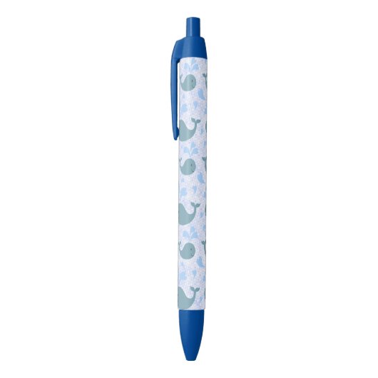 Stylo Noir Monogramme mignon de motif de baleines bleues (Haut (Vertical))