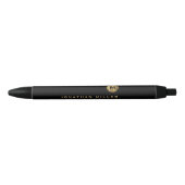 Stylo Noir Monogramme minimal en or noir (Devant)