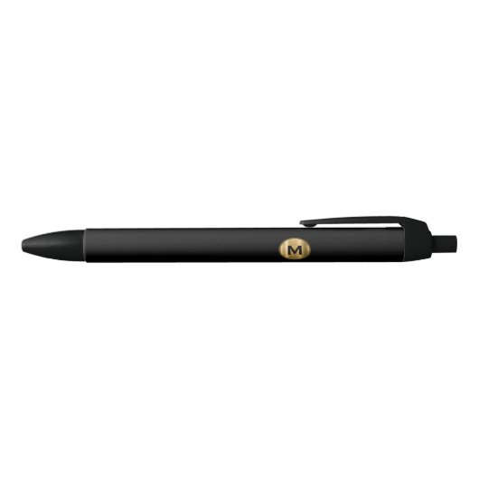 Stylo Noir Monogramme minimal en or noir (Haut)