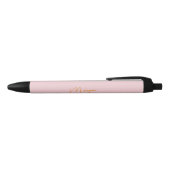 Stylo Noir Monogramme minimaliste rose script (Haut)