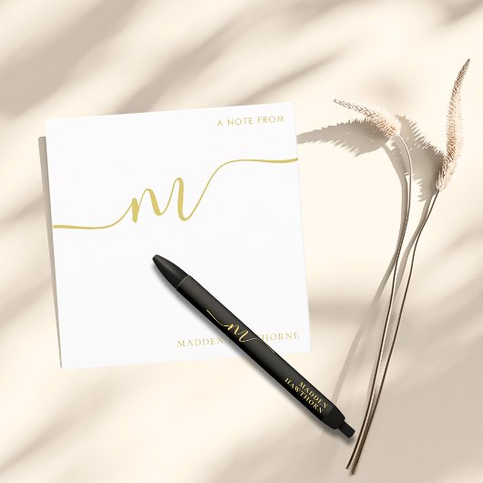 Stylo Noir Monogramme Moderne de Script de Calligraphie Nom O