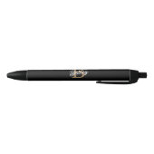 Stylo Noir Monogramme moderne élégant Nom Black Gold Script (Bas)
