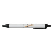 Stylo Noir Monogramme moderne Initiale A & Nom Personnalisé (Bas)