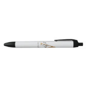 Stylo Noir Monogramme moderne Initiale A & Nom Personnalisé (Haut)