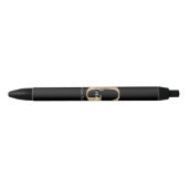 Stylo Noir Monogramme moderne Initiale G & Nom Personnalisé (Devant)