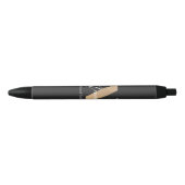 Stylo Noir Monogramme moderne Initiale N & Nom Personnalisé (Devant)