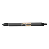 Stylo Noir Monogramme moderne Initiale P & Nom Personnalisé (Devant)