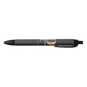 Stylo Noir Monogramme moderne Initiale P & Nom Personnalisé (Bas)