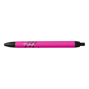 Stylo Noir Monogramme moderne minimaliste nom initial rose ch