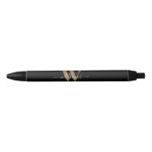 Stylo Noir Monogramme moderne Noir Script Nom initial (Devant)