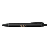 Stylo Noir Monogramme moderne Noir Script Nom initial (Haut)
