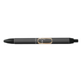 Stylo Noir Monogramme moderne O & Nom initial Personnalisé (Devant)