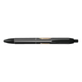 Stylo Noir Monogramme moderne O & Nom initial Personnalisé (Dos)