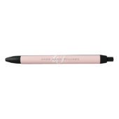 Stylo Noir Monogramme Moderne Rose Pâle Écriture Blanche (Devant)