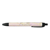 Stylo Noir Monogramme moderne Script Chic Girl rose or huile (Bas)