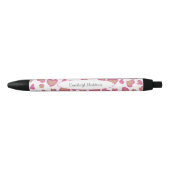Stylo Noir Monogramme Motif du coeur de fille mignonne (Devant)