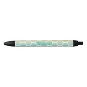 Stylo Noir Monogramme Motif géométrique Hexagon bleu moderne (Devant)