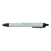 Stylo Noir Monogramme Motif géométrique Hexagon bleu moderne (Bas)