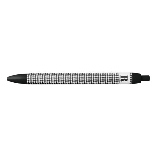 Stylo Noir Monogramme | Motif Tréssé Noir Blanc Encre (Devant)