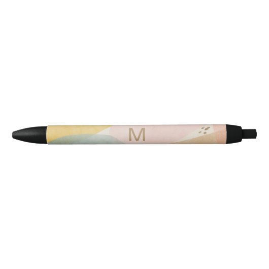 Stylo Noir Monogramme multicolore abstrait moderne (Devant)