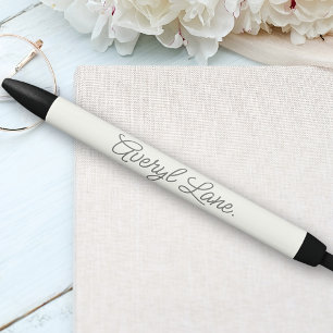 Stylo Noir Monogramme Neutre Moderne Minimaliste Élégant Scri