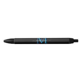 Stylo Noir Monogramme noir moderne Monogramme élégant Nom de 
