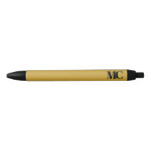 Stylo Noir Monogramme Noir Or Monogramme Élégant Moderne (Devant)