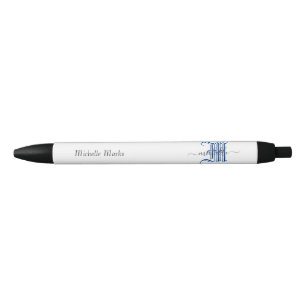 Stylo Noir monogramme nom commercial personnalisé initial ble