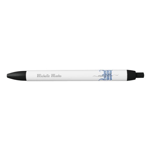 Stylo Noir monogramme nom commercial personnalisé initial ble (Devant)