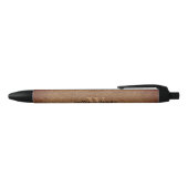 Stylo Noir Monogramme nom du script Style rustique cuir marro (Haut)