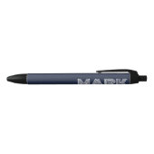 Stylo Noir Monogramme Nom Marine Bleue Bleu Blanc Gris Modern (Haut)