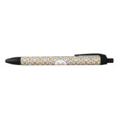 Stylo Noir Monogramme Or, Noir, Blanc Fleurs Ventilateurs Art (Haut)