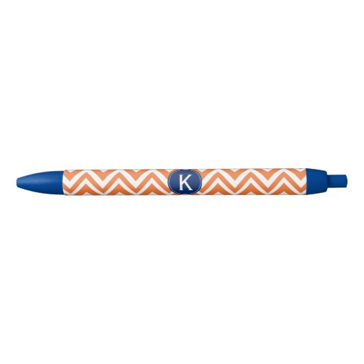 Stylo Noir Monogramme Orange Zigzag Motif (Devant)
